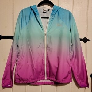 Fila Womens Windbreaker Ombre Tie Dye Full Zip Lightweight Athletic Size Small